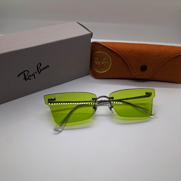 Green Lens Gunmetal Frame Ray Ban Sunglasses - Picture 3 of 6